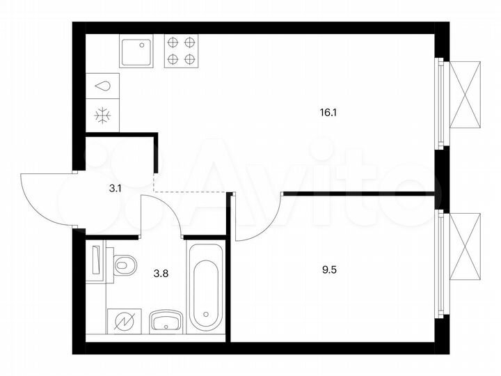 1-к. квартира, 32,5 м², 24/25 эт.