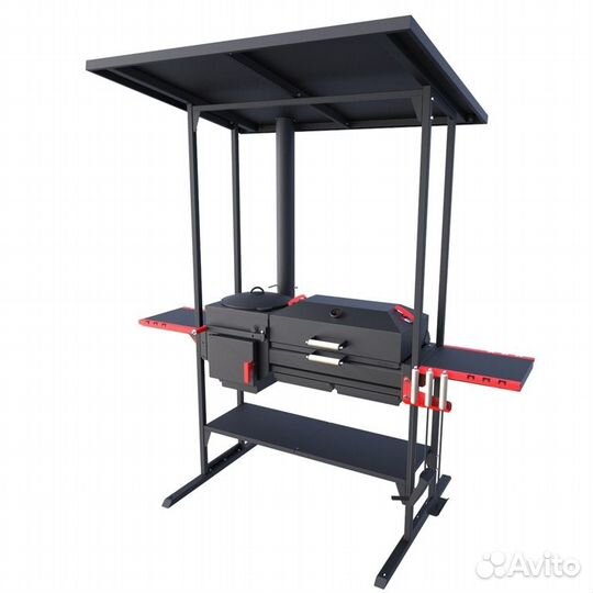 Мангал с крышей и печью под казан