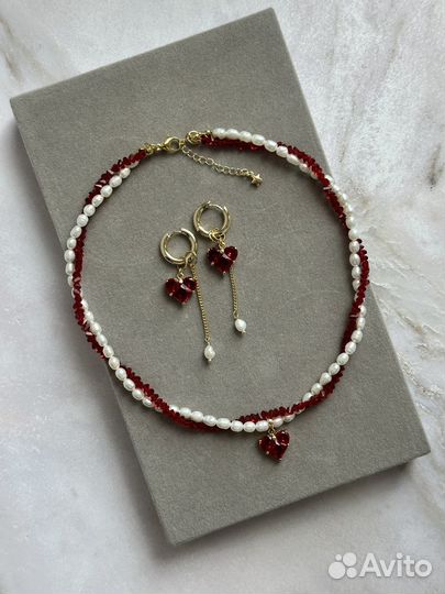 Комплект с натуральным жемчугом