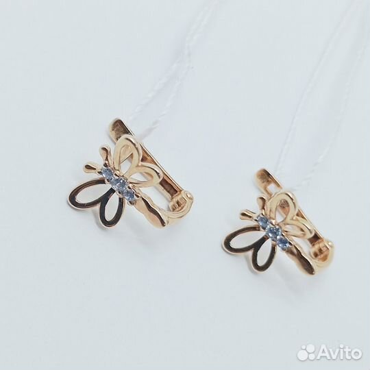 Золотые серьги с фианитом