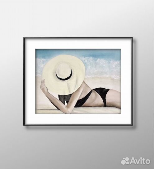 Акварельная картина. Пляж