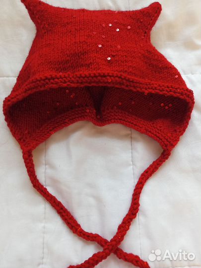 Шапка кошка, вязанная женская