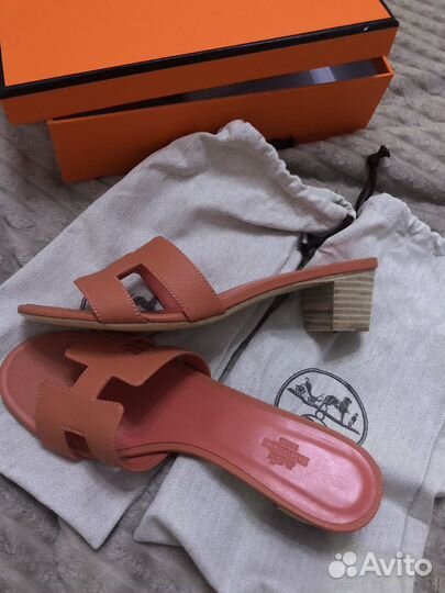 Шлепанцы hermes натуральная кожа