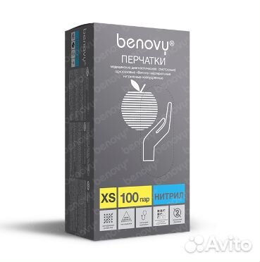 Перчатки нитриловые Benovy Nitrile Chlorinated, го