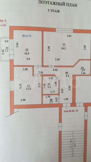 2-к. квартира, 58 м², 3/3 эт.