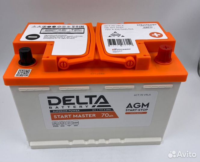 Delta start master 6CT-70.0 AGM (L3/720EN) Аккумуляторная батарея