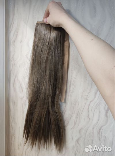 Волосы хвост шиньон русые