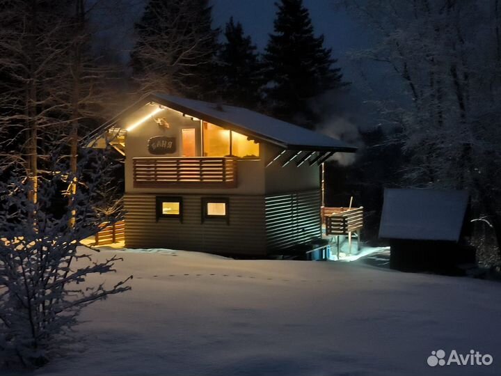 Русская баня на дровах с купелью и с чаном