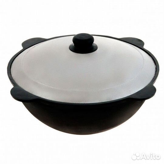 Казан чугунный 7 литров круглое дно