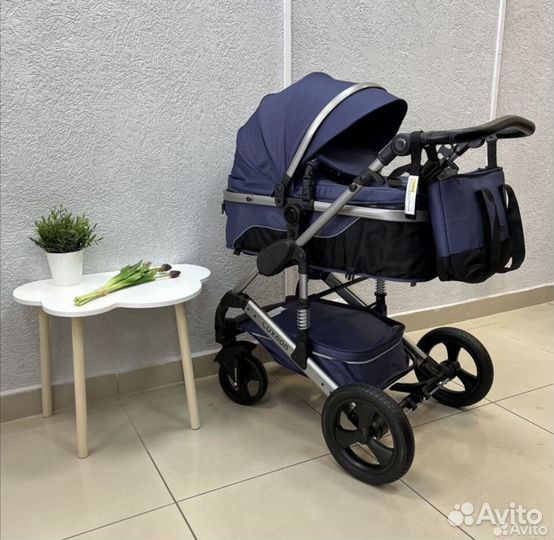 Коляска luxmom 558 синяя 2 в 1, 3 в 1 новая