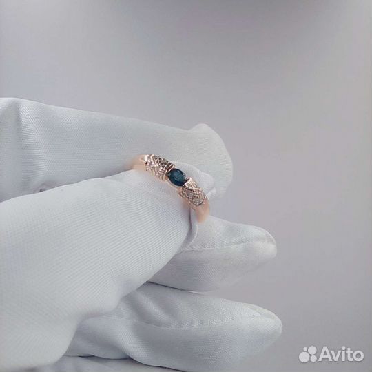 Золотое кольцо, сапфир, 16,5р-р