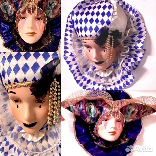 Панно Театральная маска фарфор винтаж