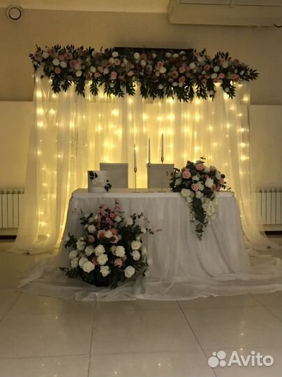 Свадебное оформление зала банкета