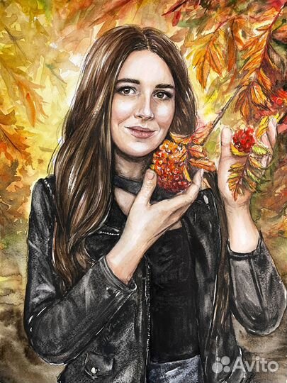 Портрет по фото на заказ картина акварель карандаш