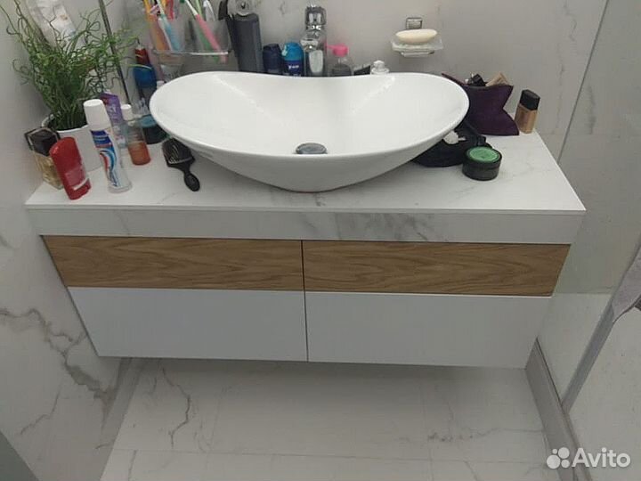 Тумба для ванной на заказ мдф в эмали и шпоне