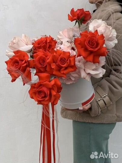 Букет в шляпной коробке. Цветы Букеты