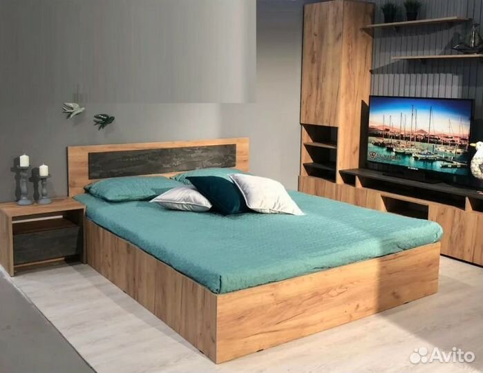 Кровать двуспальная 160х200 Дуб Золотой мсп 1