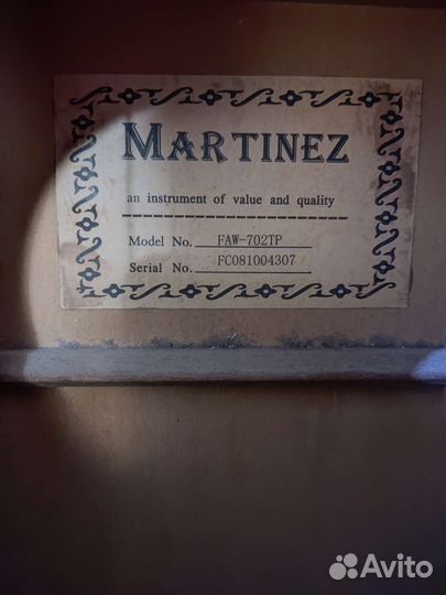 Акустическая гитара martinez FAW-702TP