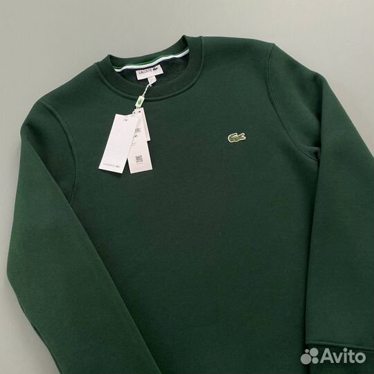 Свитшот зеленый lacoste с начесосм