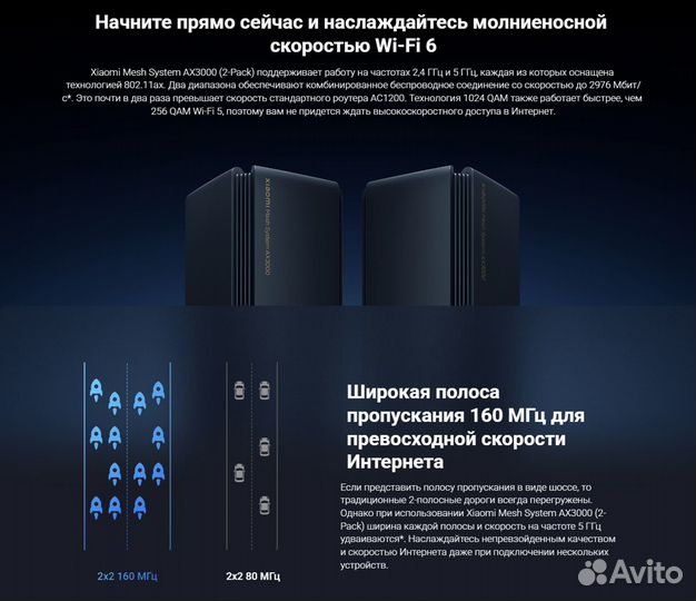 Маршрутизатор Xiaomi Mesh System AX3000 1шт. CN