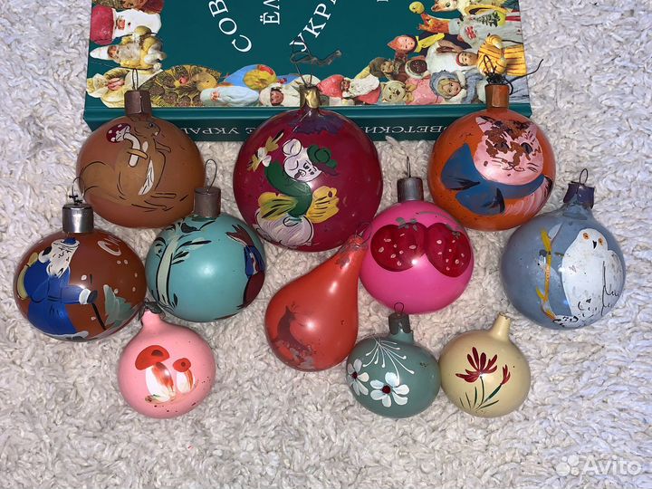 Елочные игрушки СССР шары толстое стекло