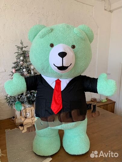 Надувной костюм плюшевый Медведь мятный 2м
