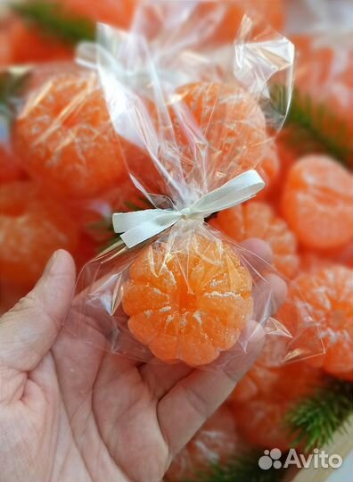 Мыло ручной работы мандарин, новогодние подарки