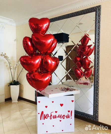 Коробка-сюрприз с шарами, шары в коробке доставка