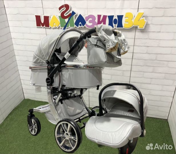 Коляска-трансформер 3в1 Luxmom 608 экокожа-ткан
