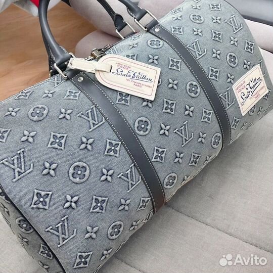 Сумка джинсовая в стиле louis vuitton дорожная