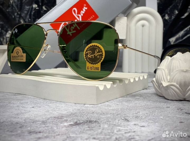 Очки Ray Ban Aviator золотистые