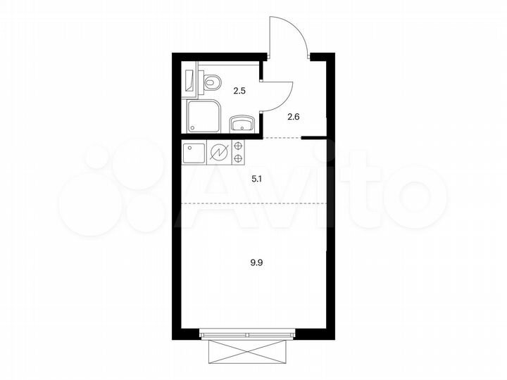 Квартира-студия, 20,1 м², 9/24 эт.