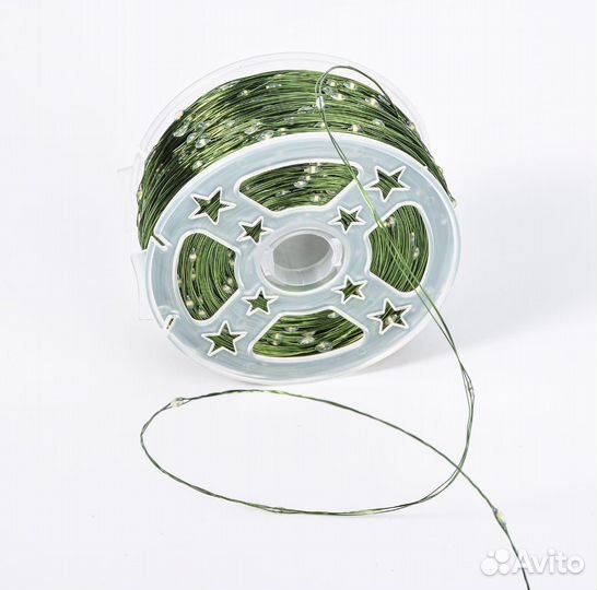 Гирлянда Роса 200 м.холодный свет, зелёный провод
