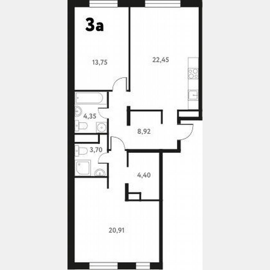 2-к. квартира, 78,7 м², 1/17 эт.