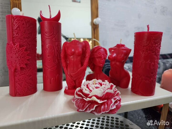 Свечи рубиновые фигура, ангел, геката, цилиндр