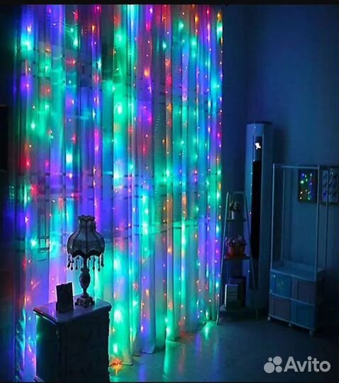 Новая гирлянда штора 3х3