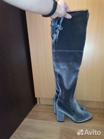 Ботфорты женские бархат 35 размер каблук новые