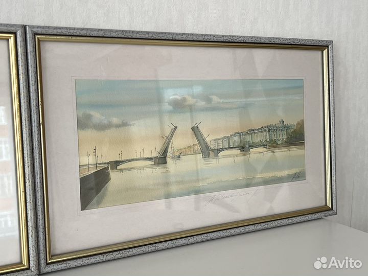 Картина акварелью в раме Санкт-Петербург