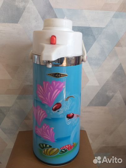 Термос 2,2л с помпой и стеклянной колбой