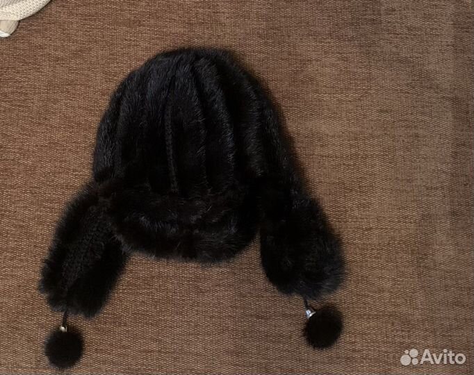 Шапка норковая вязанная женская