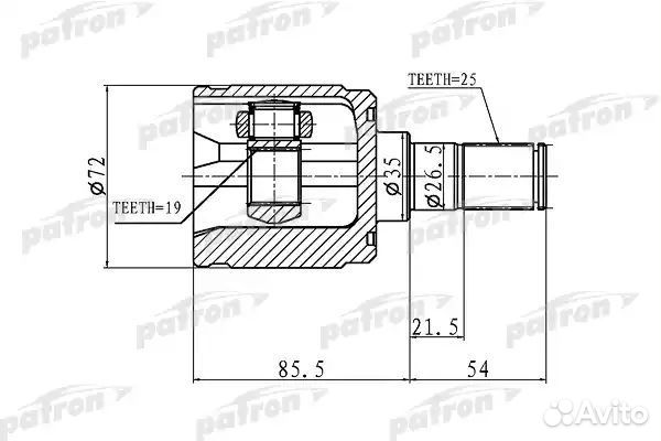 Шрус внутренний 25x35x19 hyundai getz 02-11 PCV