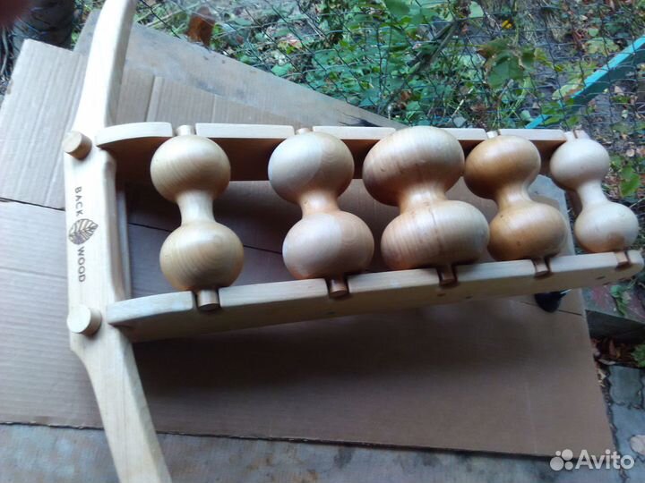 Массажёр деревянный BackWood 5 роликов + ролики