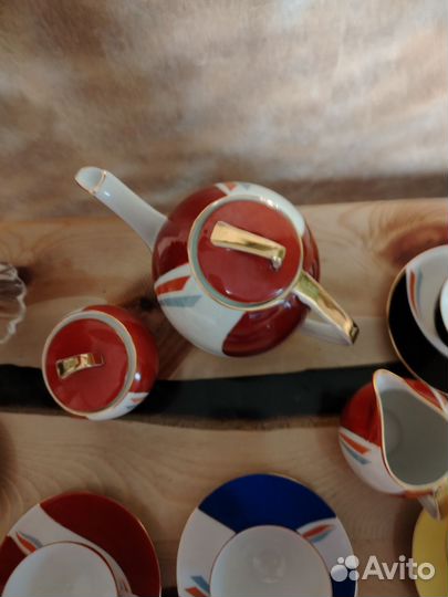 Кофейный сервиз гдр, винтаж, Радужный 