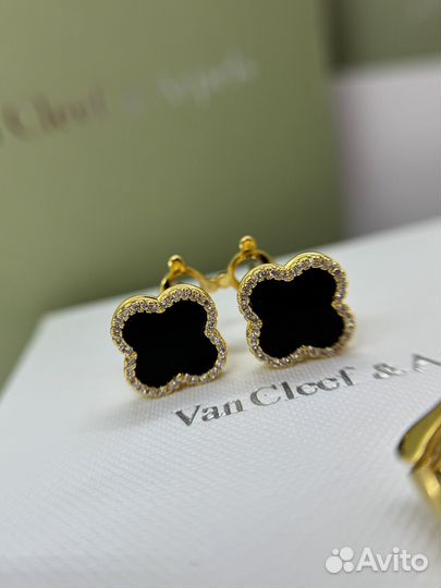 Серьги van cleef английский замок камни