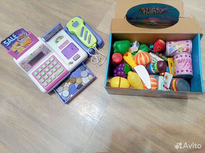 Касса детская с деньгами и продуктами