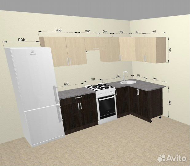 Кухни модульные 2.3м/1.4м