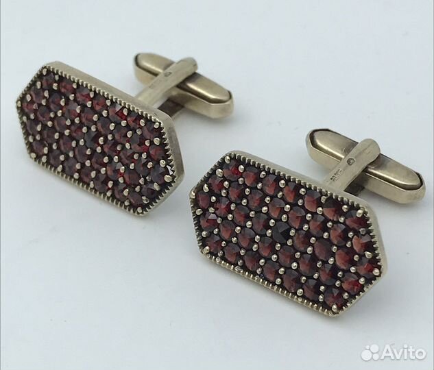 Запонки Серебро 900 гранат Чехия G8 зайчик