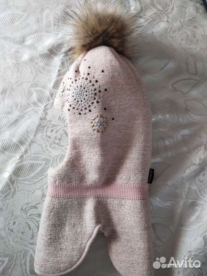 Шапка шлем для девочки 54 зима