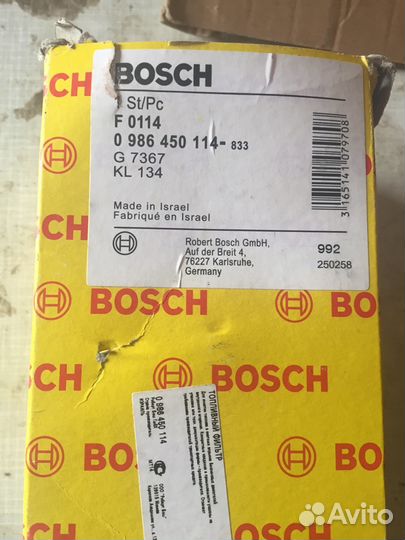 Топливный фильтр bosch 0986450114