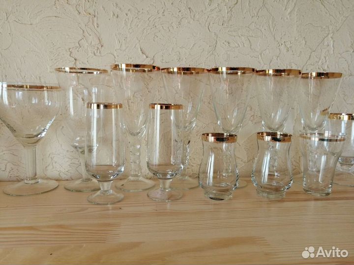 Фужеры СССР с золотым ободком